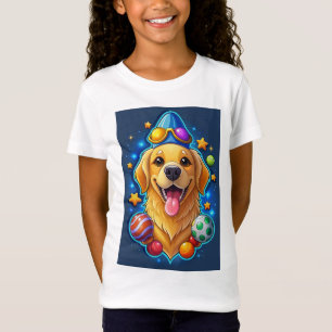 Camiseta Cachorro Mágico de Retriever Dorado con Estrellas