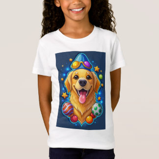 Camiseta Cachorro Mágico de Retriever Dorado con Estrellas