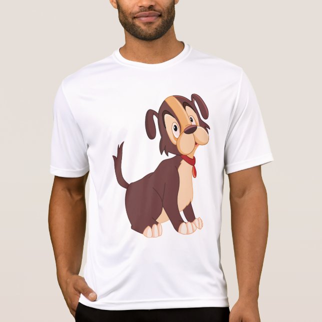 Camiseta Cachorro Marrón Sentado Perro Dulce Feliz (Anverso)