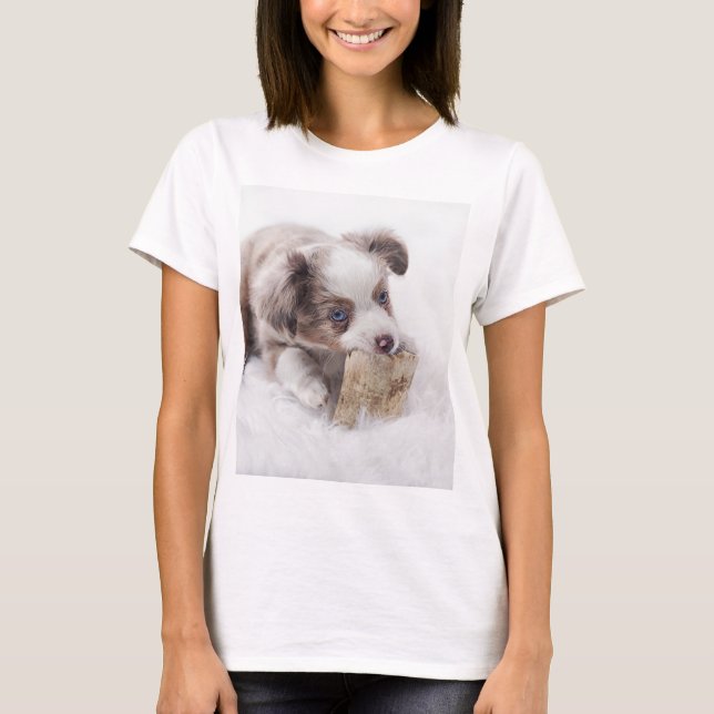 Camiseta cachorro merle rojo australiano (Anverso)