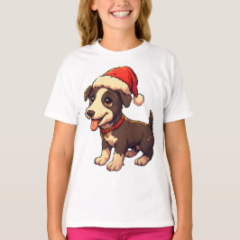 Camiseta Cachorro Navideño Adorable y Alegre con Gorro de S
