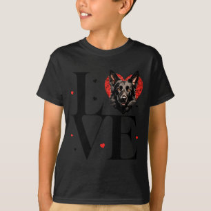 Camiseta Cachorro negro lindo de pastor alemán día de San V