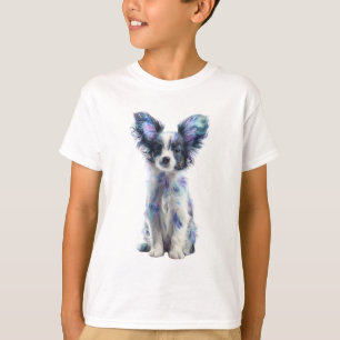Camiseta Cachorro Papillon Galaxia Acuarela Pastel Soñador