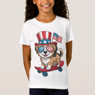 Camiseta Cachorro Patriota en Monopatín