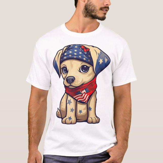 Camiseta Cachorro Patriota - Estilo 12 (Anverso)