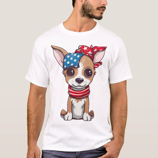 Camiseta Cachorro Patriota - Estilo 4 (Anverso)