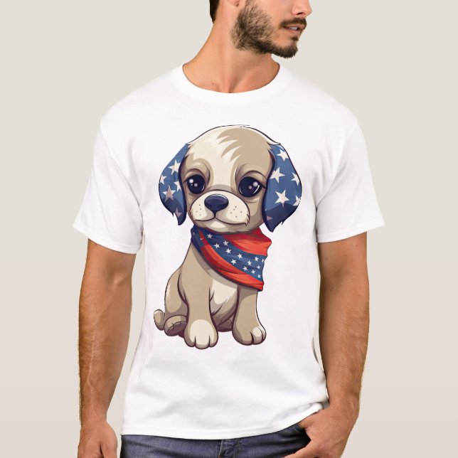 Camiseta Cachorro Patriota - Estilo 9 (Anverso)