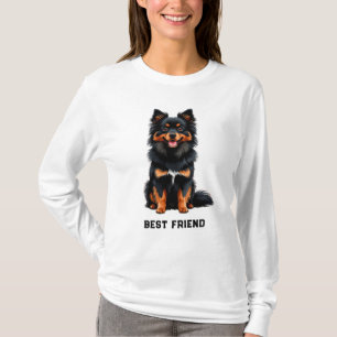 Camiseta Cachorro Pomerania Negro y Fuego Adorable