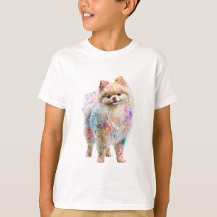 Camiseta Cachorro Pomerania Pintura Salpicada Niños Ropa
