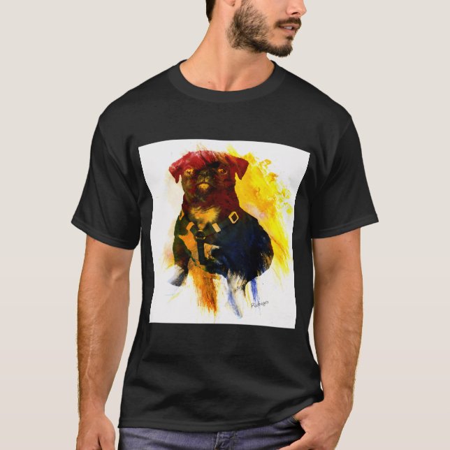 Camiseta Cachorro Pug Acuarela (Anverso)