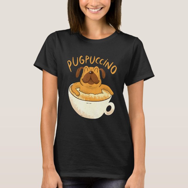 Camiseta Cachorro Pug Cappuccino de Café (Anverso)