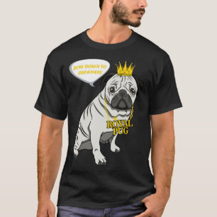 Camiseta Cachorro Pug Divertido Rey - Pug Real - Inclínate 
