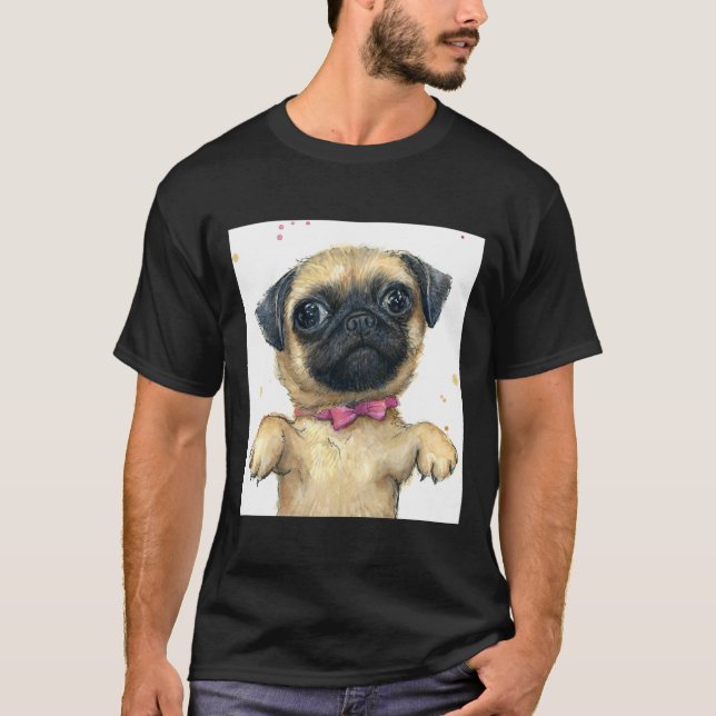 Camiseta Cachorro Pug Lindo Clásico  175 (Anverso)