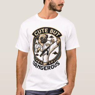 Camiseta Cachorro Pug Lindo Pero Peligroso Patada De Karate