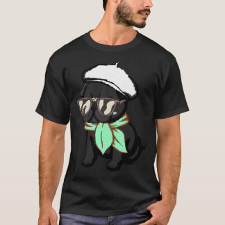 Camiseta Cachorro Pug Negro Bufanda Verde Arte Pixel