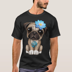 Camiseta Cachorro Pug Zen con Símbolo de Yoga Om Azul