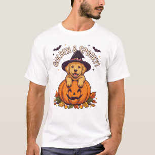 Camiseta Cachorro Retriever Spooky Dorado Calabaza de Hallo