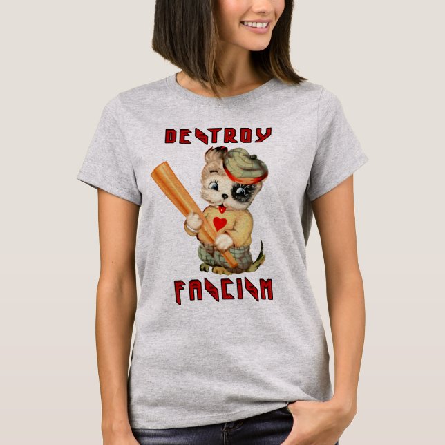 Camiseta Cachorro retro - Destruir el fascismo (Anverso)
