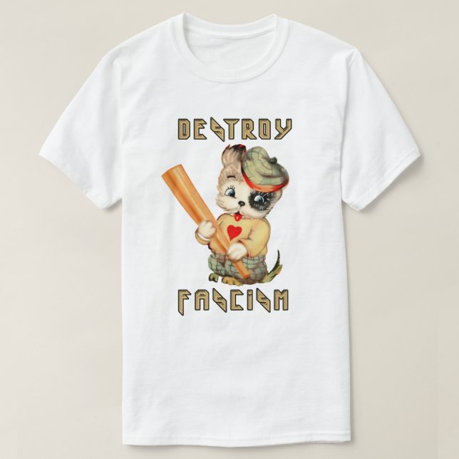 Camiseta Cachorro retro - Destruir el fascismo (Diseño del anverso)