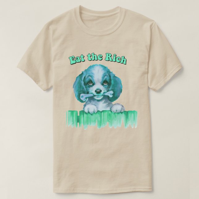 Camiseta Cachorro retro lindo - Comer a los ricos (Diseño del anverso)