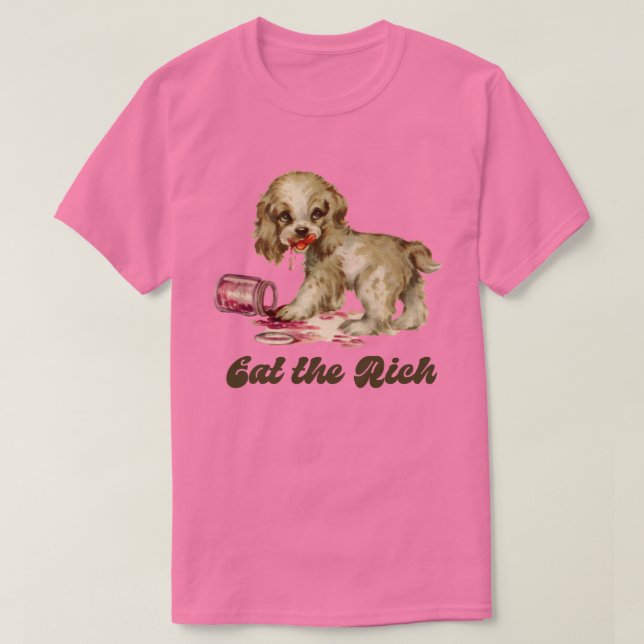 Camiseta Cachorro retro lindo - Comer a los ricos (Diseño del anverso)