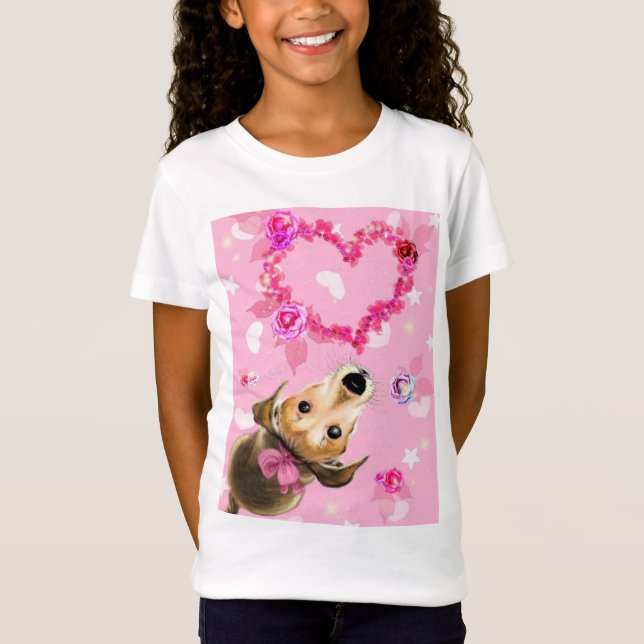 Camiseta Cachorro Rosa - Amor - (Anverso)