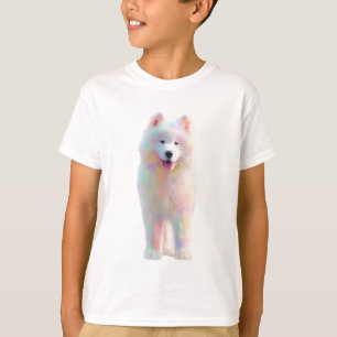Camiseta Cachorro Samoyed Pastel Arcoíris Fluffy Niños