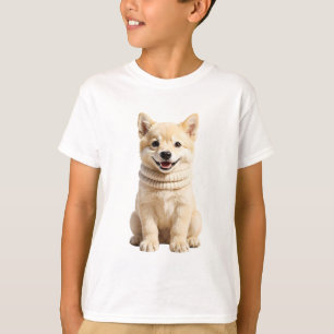 Camiseta Cachorro Shiba de Crema Alegre para Niños