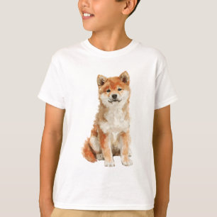 Camiseta Cachorro Shiba Inu Acuarela Niños