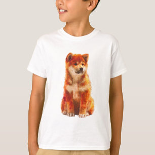 Camiseta Cachorro Shiba Inu Naranja Sentado Niños
