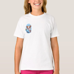 Camiseta Cachorro sosteniendo una tabla de surf azul para n