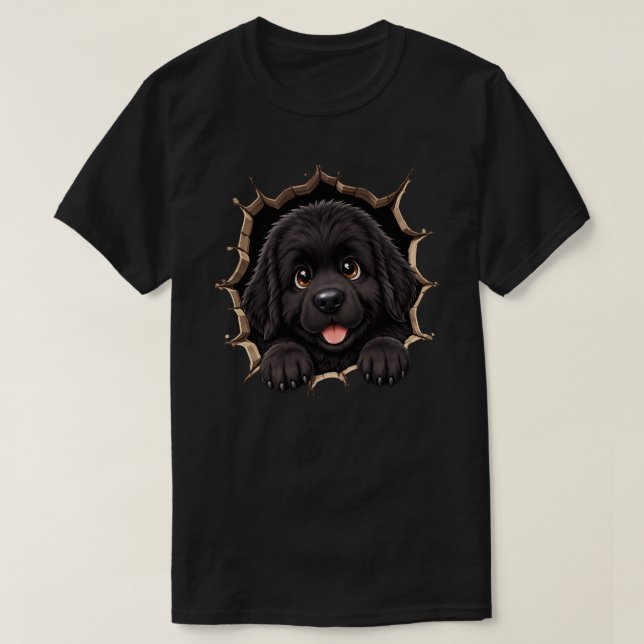 Camiseta Cachorro Terranova Peek A Boo (Diseño del anverso)