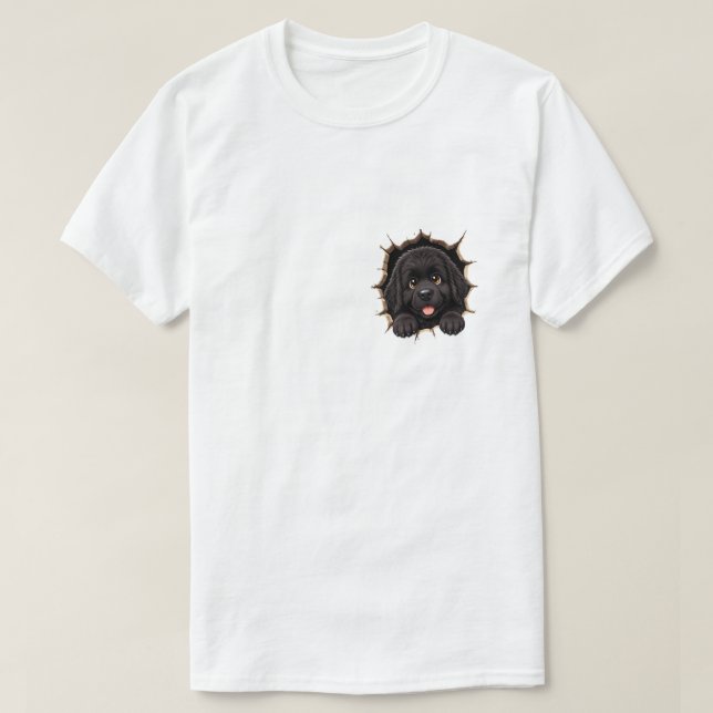 Camiseta Cachorro Terranova Peek A Boo (Diseño del anverso)