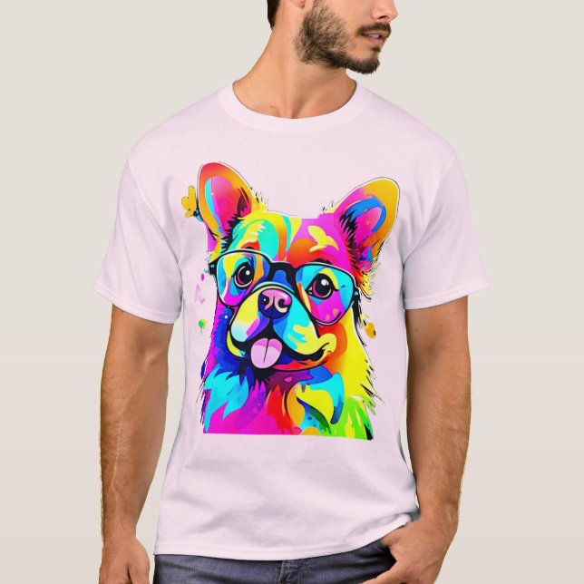 Camiseta Cachorro Vibrante: Arte de Perro Abstracto (Anverso)