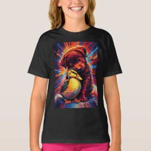 Camiseta Cachorro y Patito Abrazándose Arte Pop