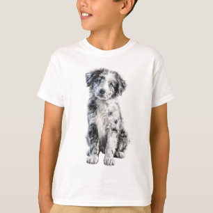 Camiseta Cachorros Border Collie Blue Merle para Niños