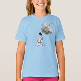 Camiseta Cachorros Dalmacianos Y Animales De Rosa Blanca