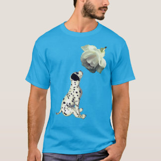 Camiseta Cachorros Dalmacianos Y Rosa Blanca