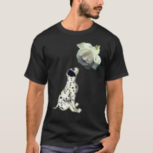 Camiseta Cachorros Dalmacianos Y Rosa Blanca