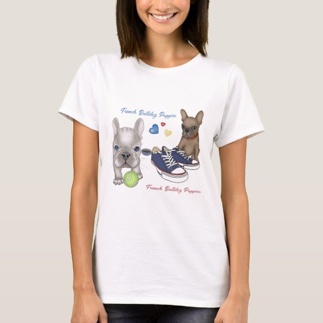Camiseta Cachorros de Bulldog franceses (Anverso)