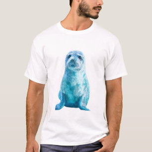 Camiseta Cachorros de Foca Acuarela Azul Hielo Hombres