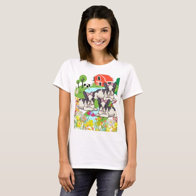 Camiseta Cachorros De Granja Florecen Y Barbas (Anverso completo)