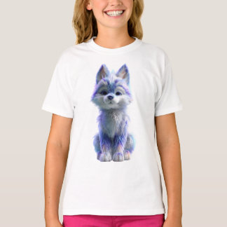 Camiseta Cachorros de Lobo Azul Esponjoso para Niños