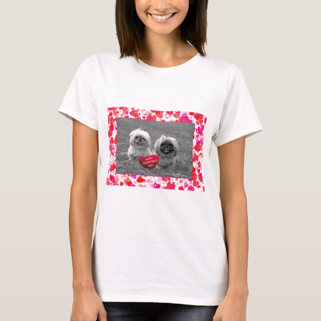 Camiseta Cachorros de Pekín deseando feliz Día de San Valen (Anverso)