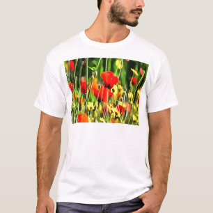 Camiseta Cachorros De Primavera Y Pintura De Flores De Prad