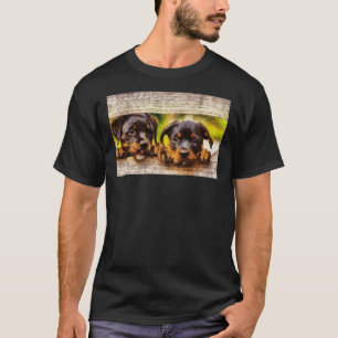 Camiseta Cachorros De Rottweiler Cuidados Mirando A Través
