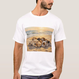 Camiseta Cachorros En La Playa