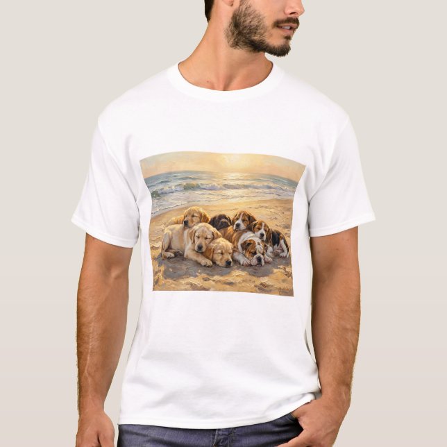 Camiseta Cachorros En La Playa (Anverso)