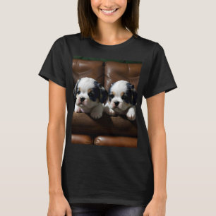 Camiseta Cachorros Super Cute en el sofá 1
