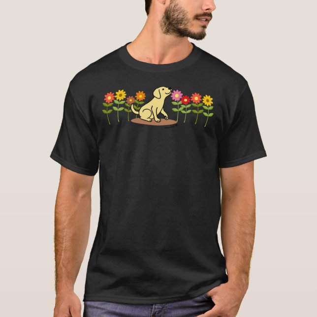 Camiseta Cachorros Y Flores Amarillos De Labrador (Anverso)